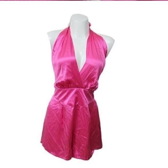 Vintage Victoria's Secret Silk Romper Playsuit L Pink VINTAGE GOLD LABEL - Picture 1 of 3